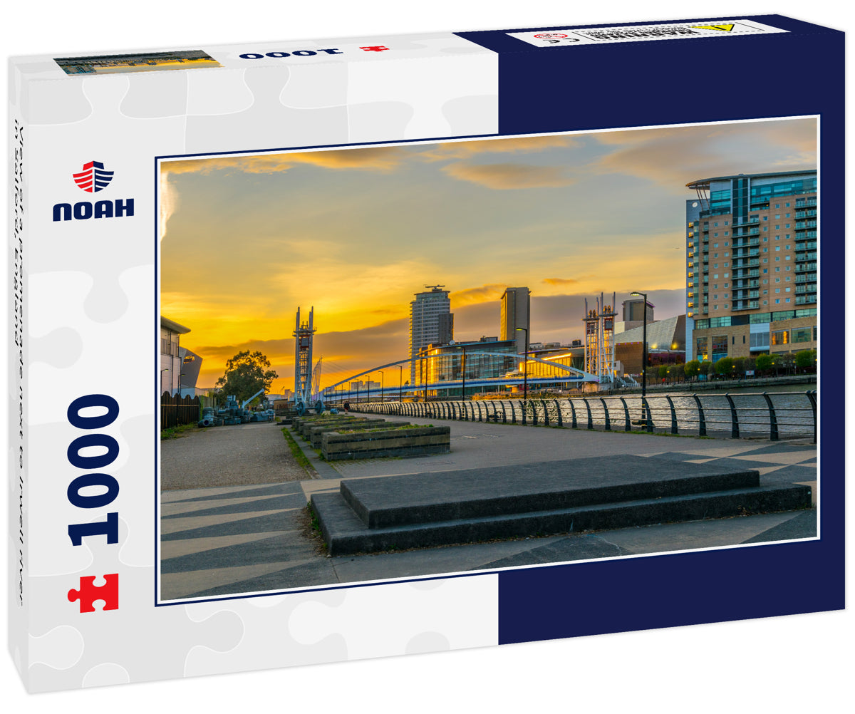 View of a promenade next to Irwell river in Salford, England