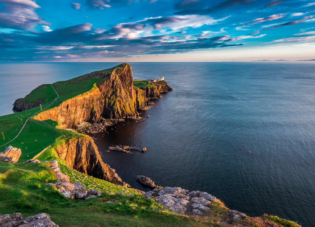 Wonderful sunset at the Neist point lighthouse in Scotland