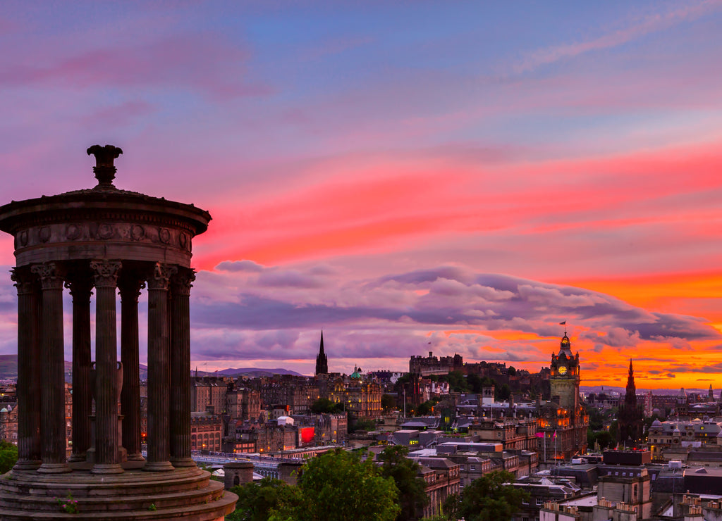 Edinburgh city at sunset