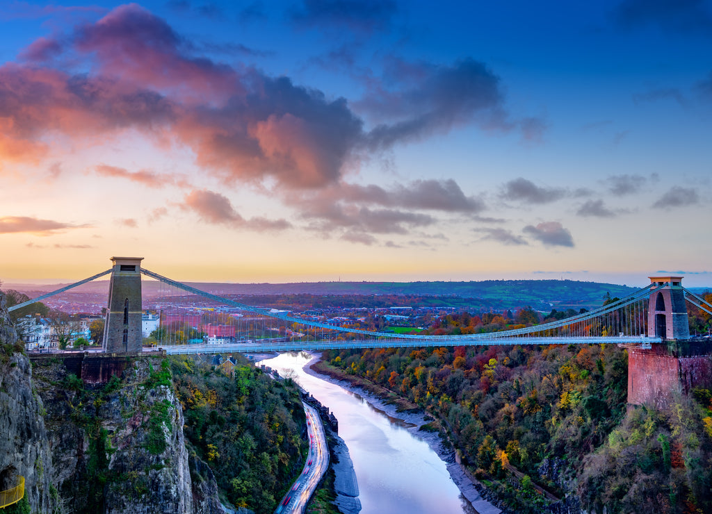 Clifton Suspension Bridge in early morning light, Bristol, Avon, England, UK