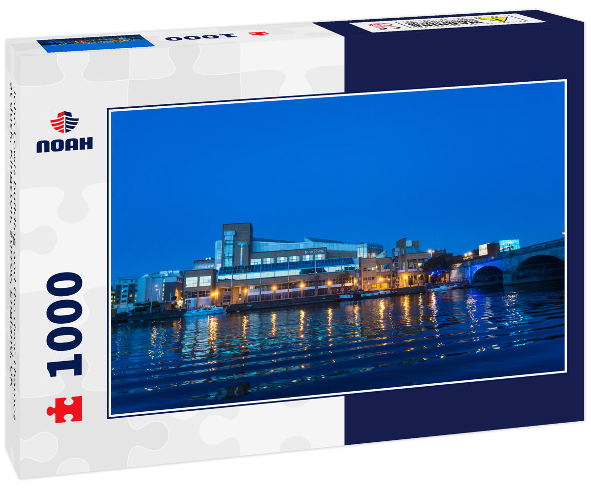 John Lewis building and the river Thames at dusk, Kingston, Surrey, England, UK