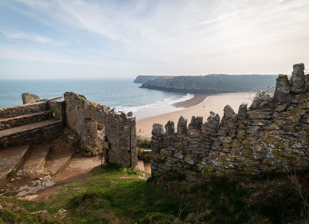 Entrance path to the stunning beach at Barafundle Bay on the Pembrokeshire coast of South Wales UK Europe