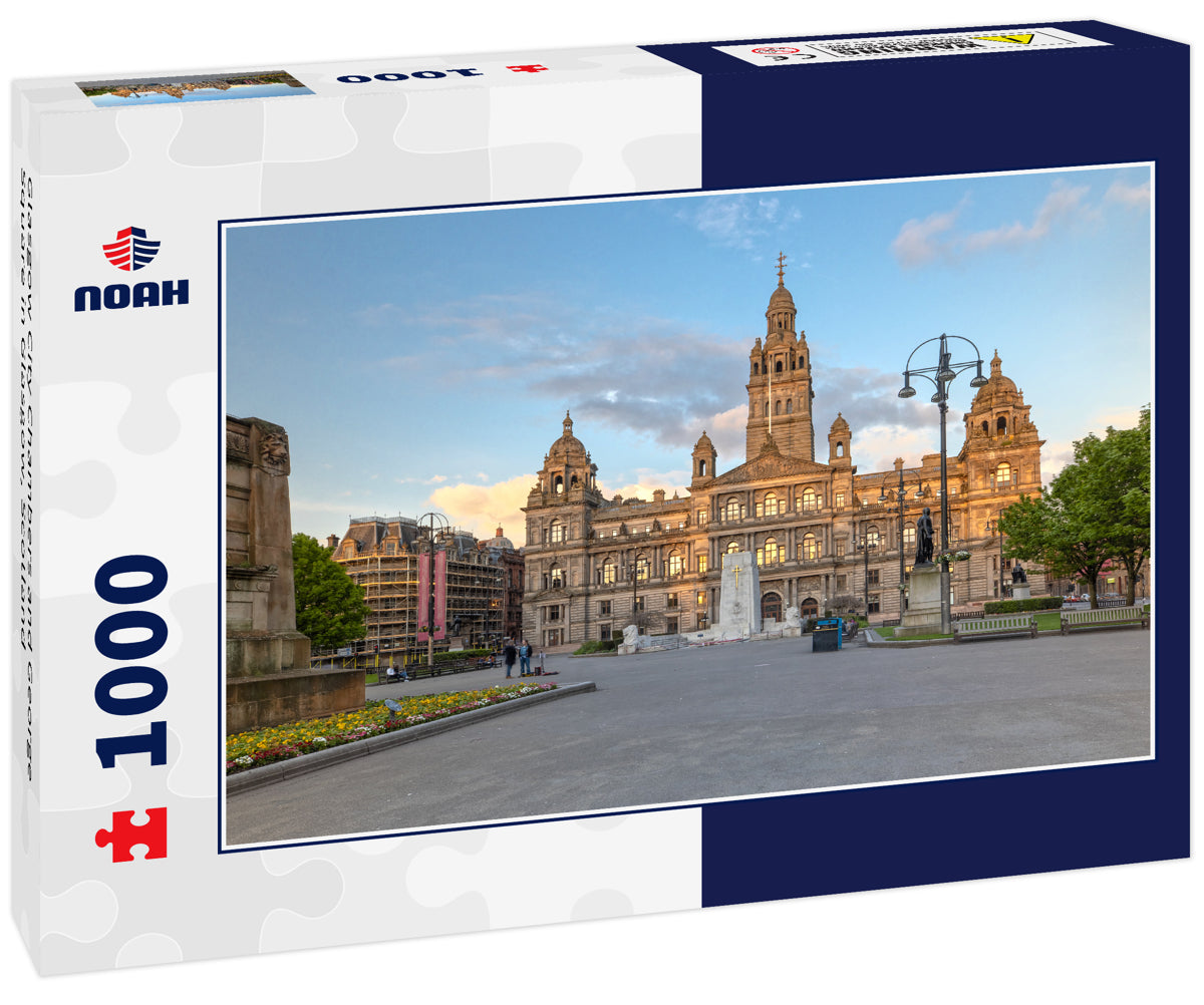 Glasgow City Chambers and George Square in Glasgow, Scotland