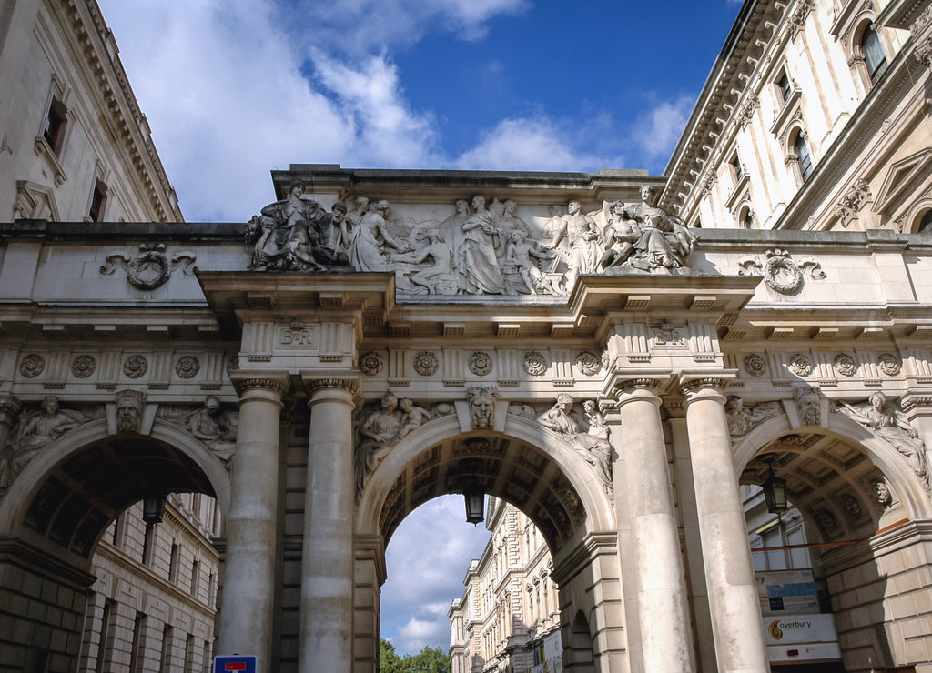 Gateway next to Foreign & Commonwealth Office building in London city, UK