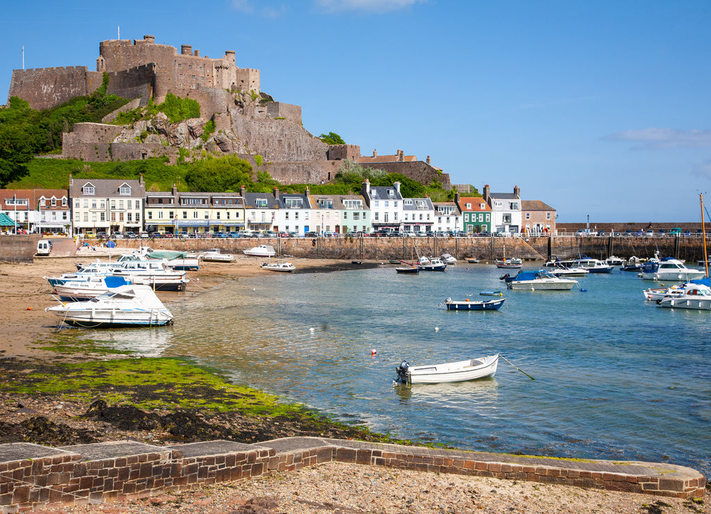 Gorey harbour and Mont Orgueil Castle in Jersey