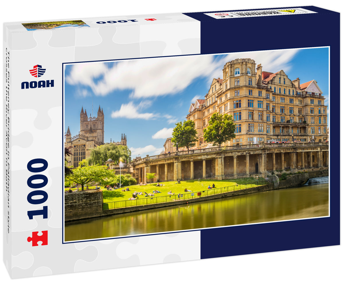 The Pulteney Bridge in Palladian style crosses the River Avon in Bath