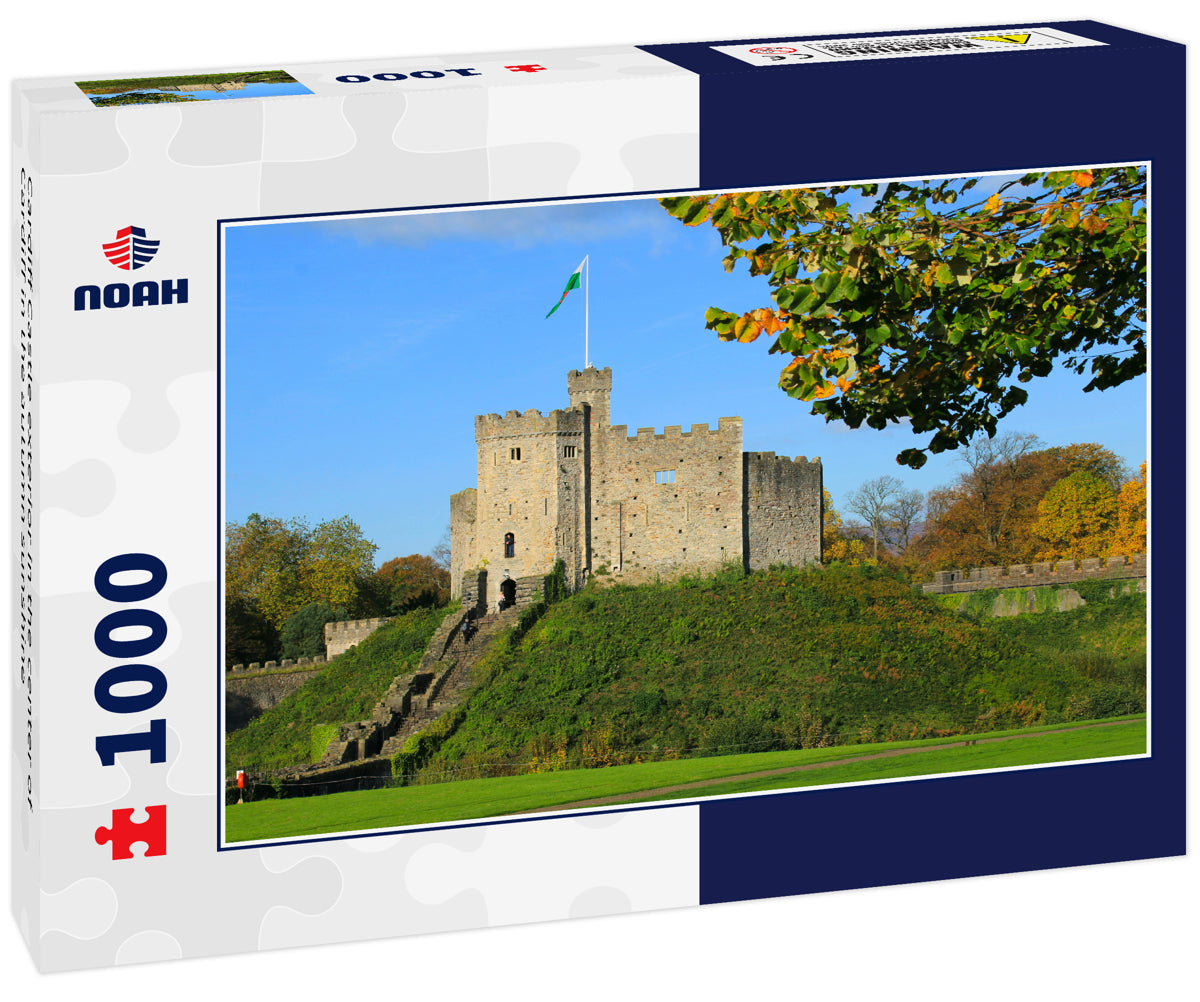 Cardiff Castle exterior in the center of Cardiff in the autumn sunshine