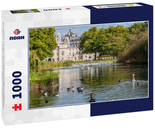 St. James's Park Lake with Horse Guard Parade building in background, London, United Kingdom