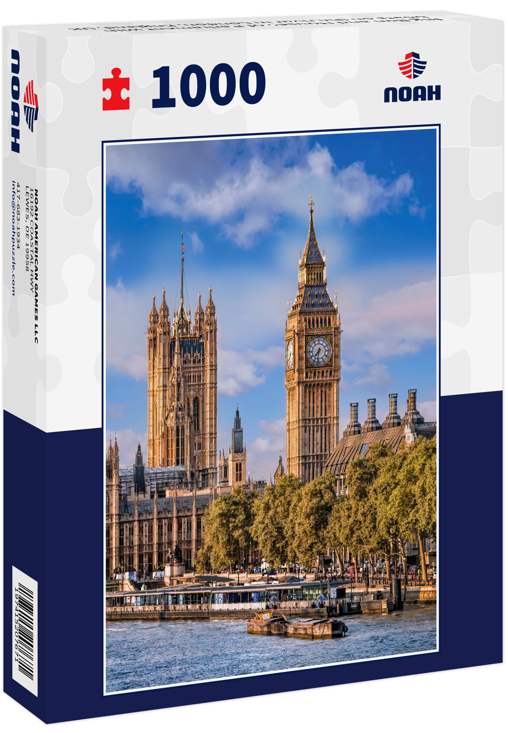 Big Ben and Houses of Parliament with boats on the river in London, England, UK