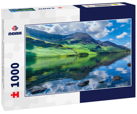 Mountains reflected on a lake at the beautiful Lake District in England