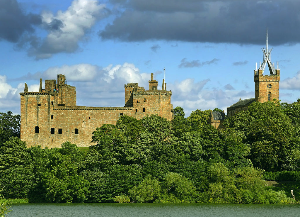 Ruins of Linlithgow Palace are situated in the West Lothian, 24 km west of Edinburgh