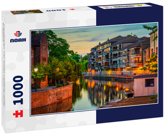 Cambridge city water canal at dusk. England