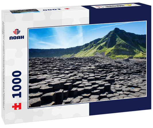 Landscape of Giant's Causeway trail with a blue sky in summer in Northern Ireland, County Antrim. UNESCO heritage