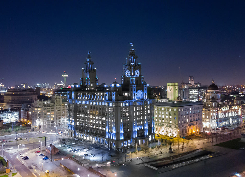 Aerial image taken looking back towards Liverpool