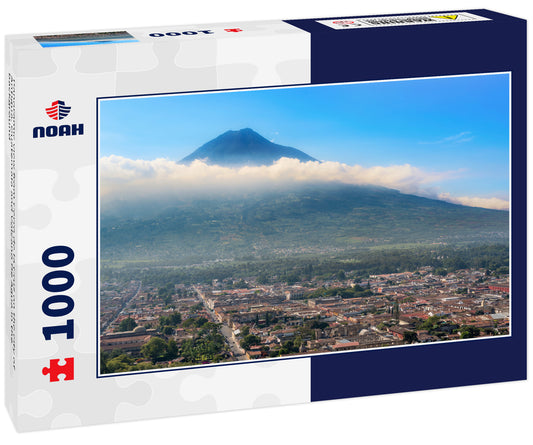 Panoramic view from Cerro de la Cruz on the city of Antigua, Guatemala and Volcano De Agua in the background