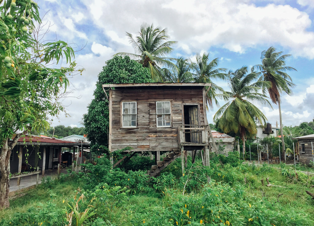 River house on stills in Guyana