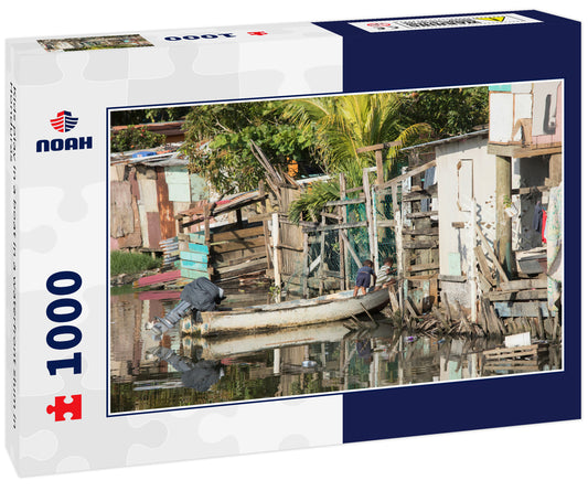 Kids play in a boat in a waterfront slum in Honduras