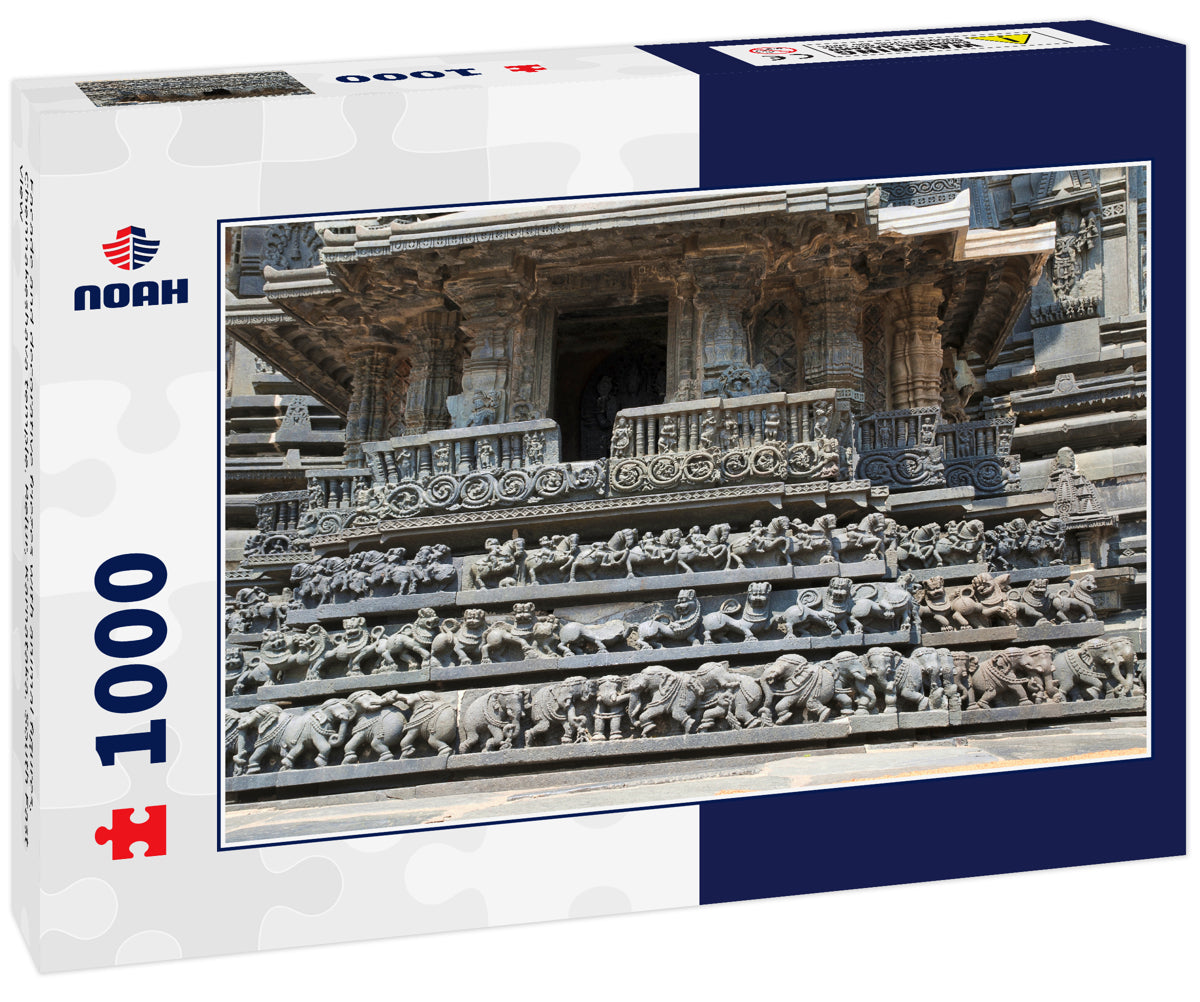 Facade and decorative friezes with animal figures, Chennakeshava temple. Belur, Karnataka. South East view