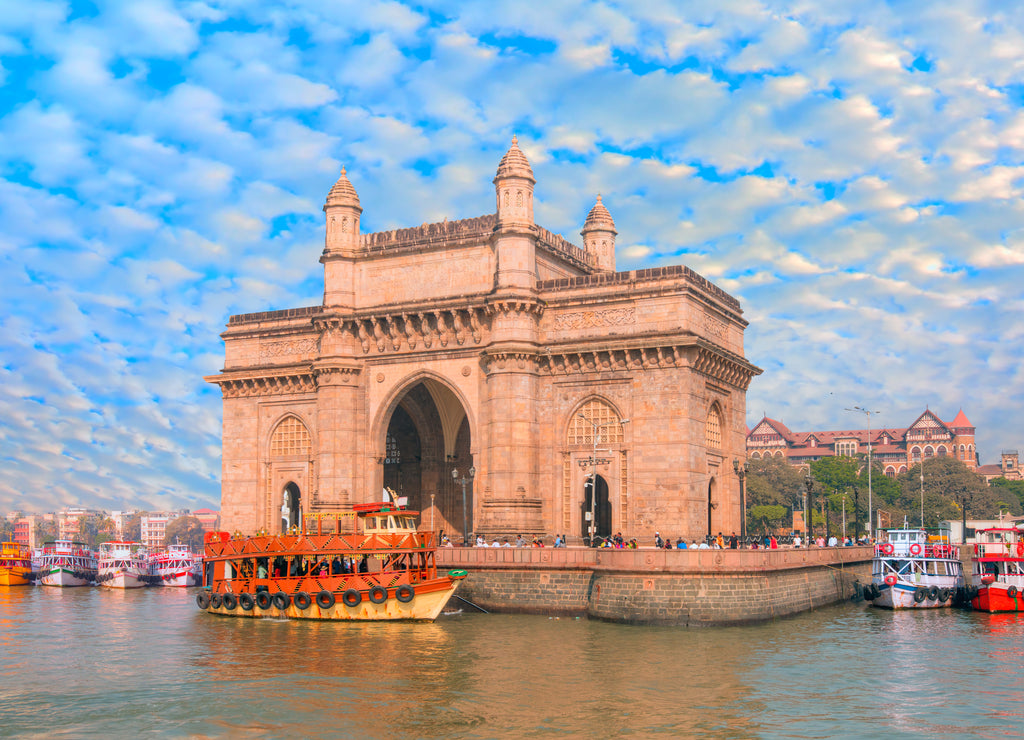 The Gateway of India and boats as seen from the Harbour - Mumbai, India