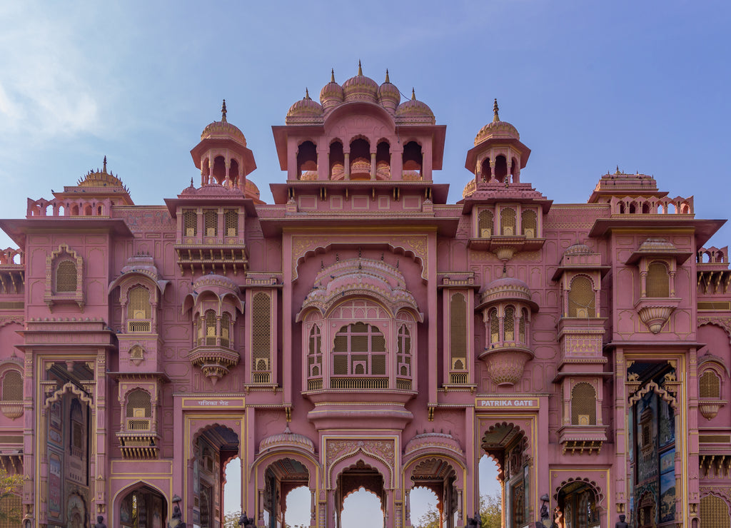 Patrika Gate, The ninth gate of Jaipur located at Jawahar Circle, Patrika Gate in the Jawahar Circle Gardens in the "Pink City" , Jaipur, Rajasthan, India