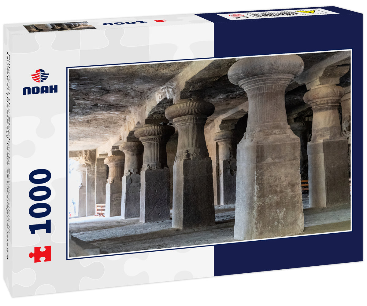 Pillars at the Elephanta Caves ruins in Mumbai (Bombay) India at Gharapuri island