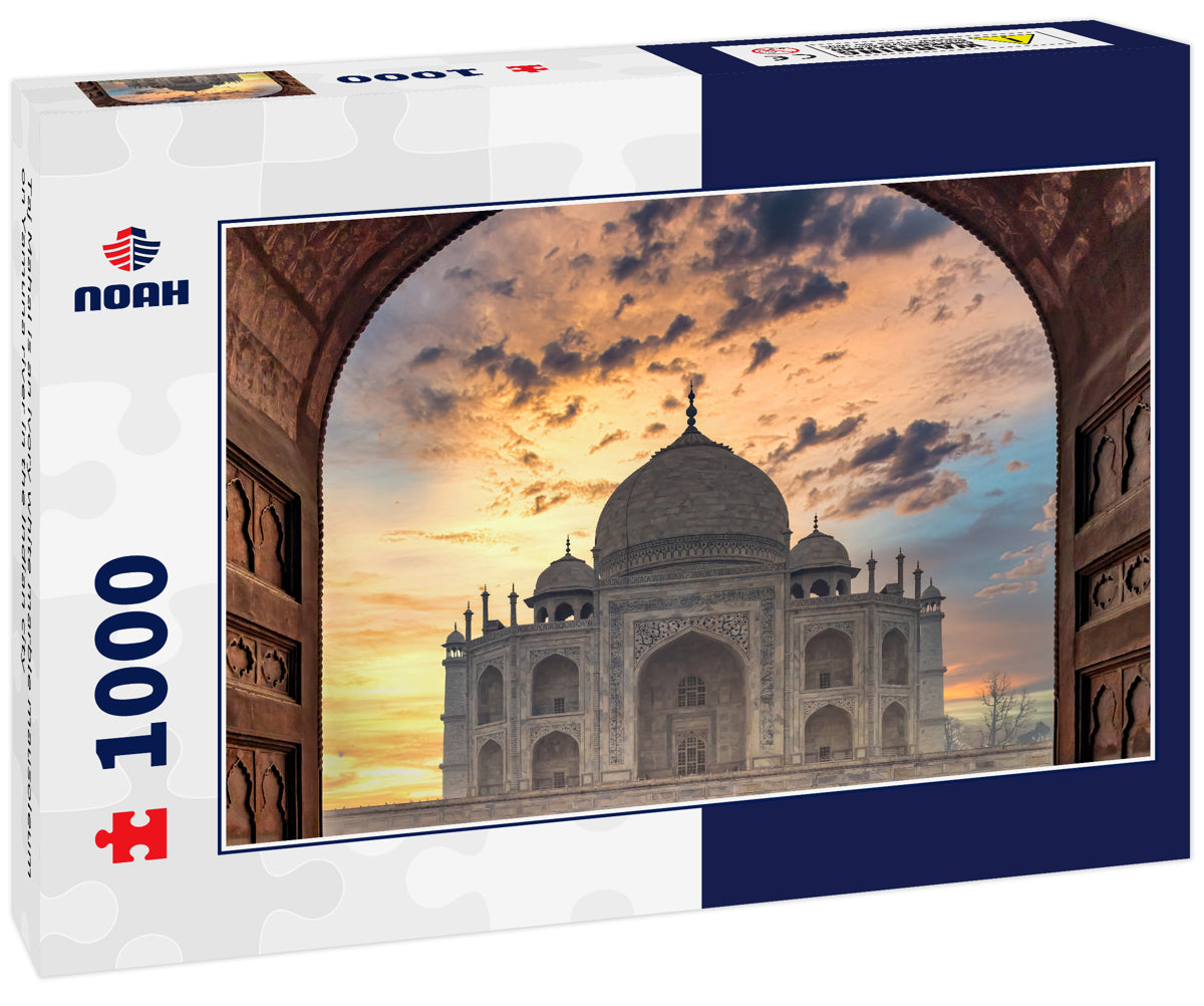 Taj Mahal is an ivory white marble mausoleum on Yamuna river in the Indian city