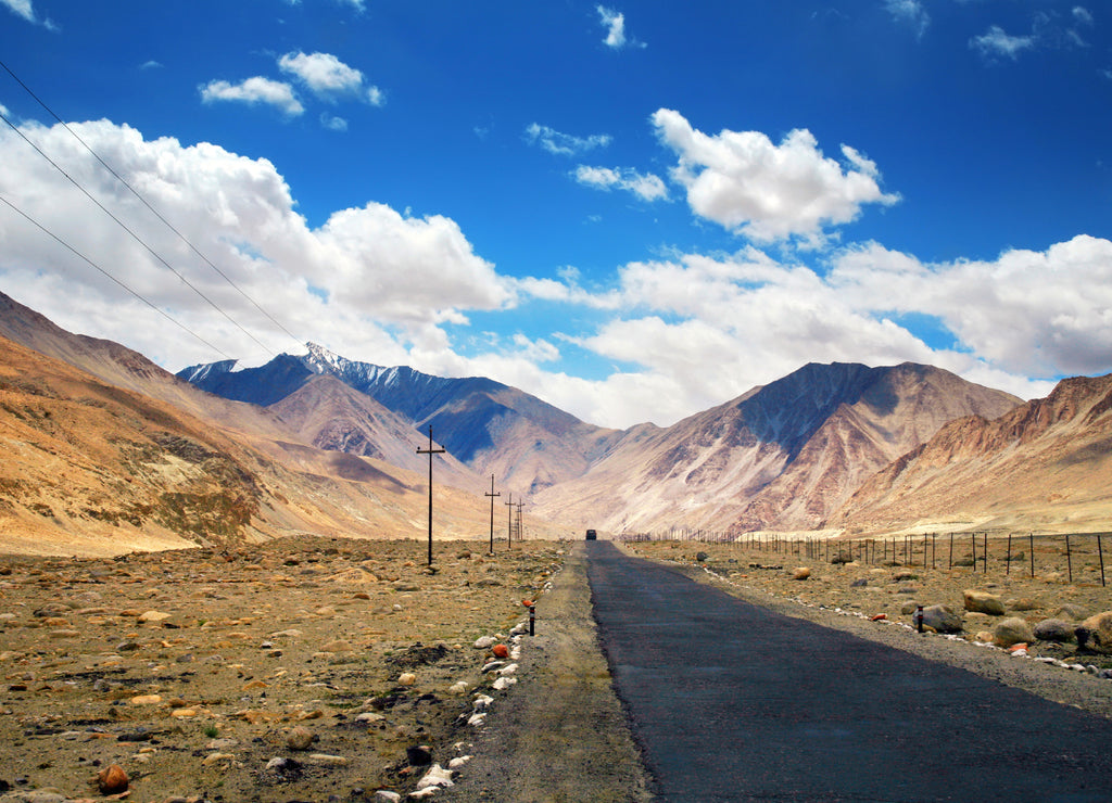 Beautiful mountains view on the way to Pangong lake, Ladakh, Kashmir, India