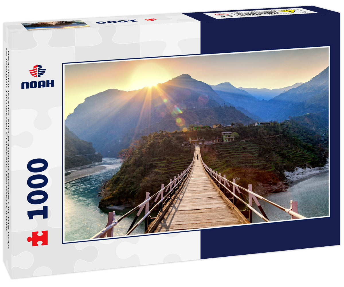 Beautiful island and Hanging Bridge On the way to Manali, Himachal Pradesh, Northern India