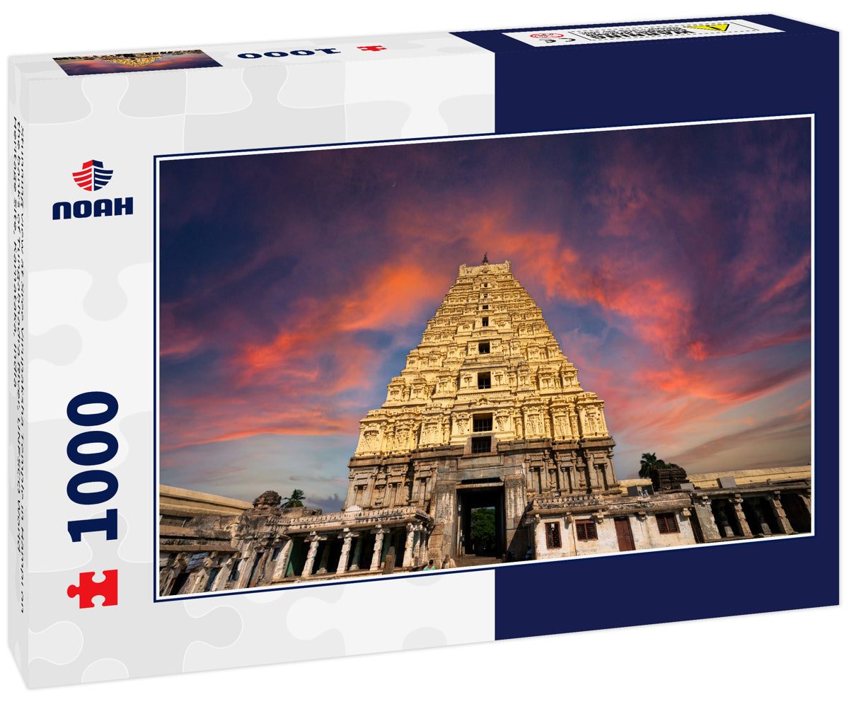 Stunning view at Sree Virupaksha Temple in Hampi on the banks of Tungabhadra River, UNESCO World Heritage Site, Karnataka, India