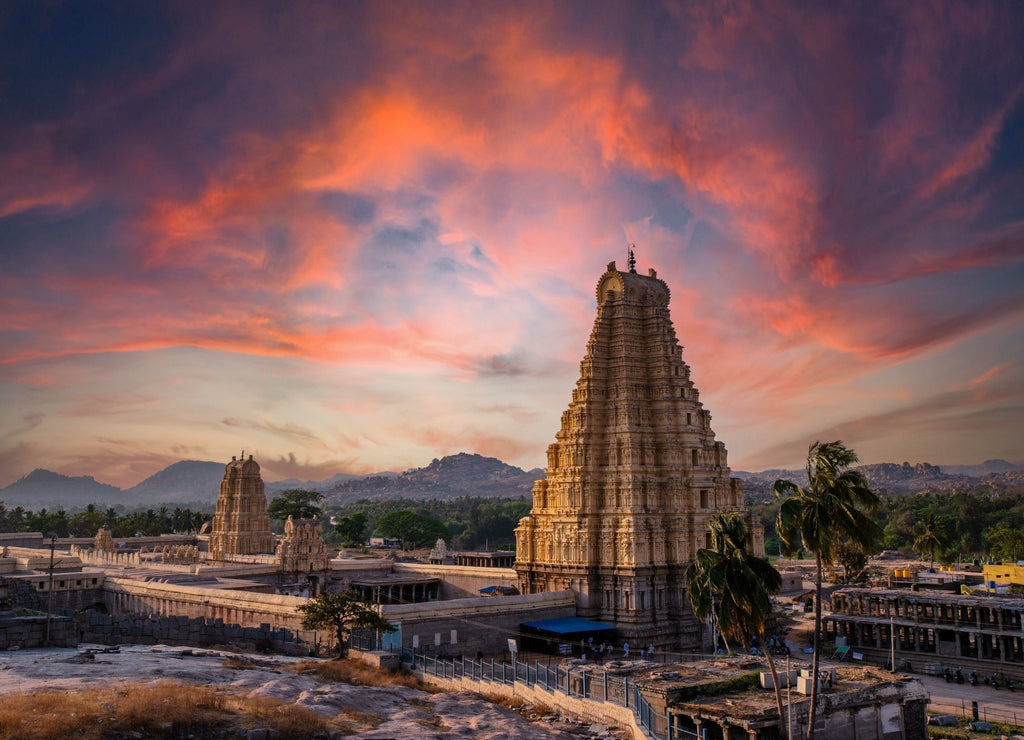 Virupaksha temple located in the ruins of ancient city Vijayanagar at Hampi, Karnataka, India