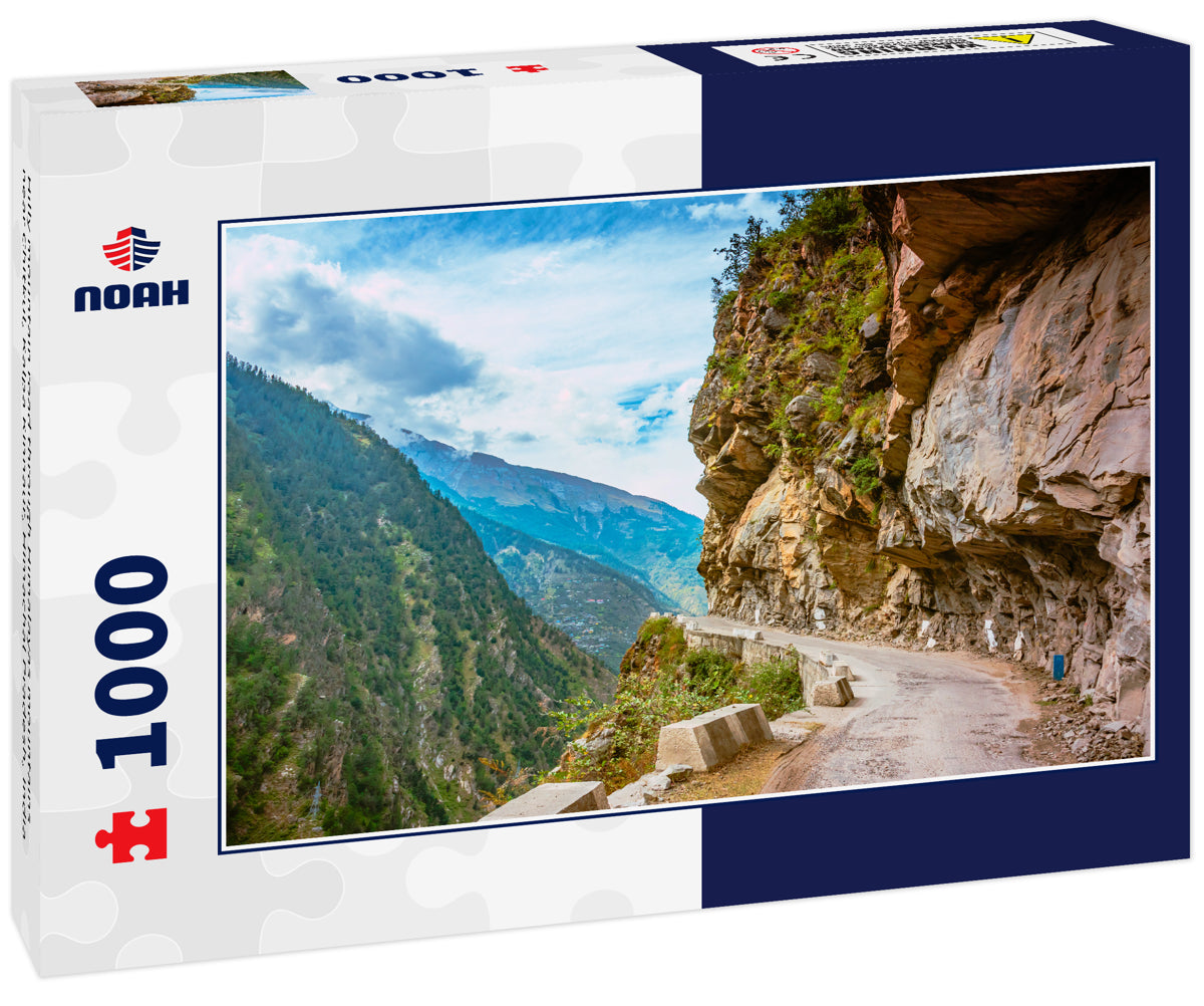 Hilly mountain road through Himalayas mountains near Chitkul, Kalpa Kinnaur, Himachal Pradesh, India