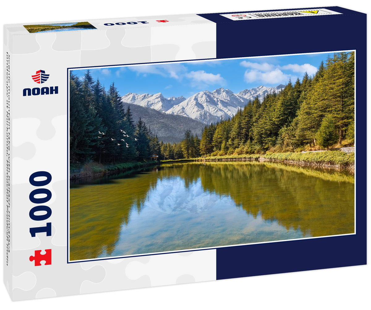 Scenic mountain lake with Kailash Himalaya landscape at Narkanda, Himachal Pradesh India