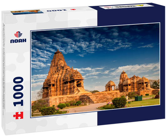 Beautiful image of Kandariya Mahadeva temple, Khajuraho, Madhyapradesh, India with blue sky and fluffy clouds in the background, It is worldwide famous , UNESCO world heritage site