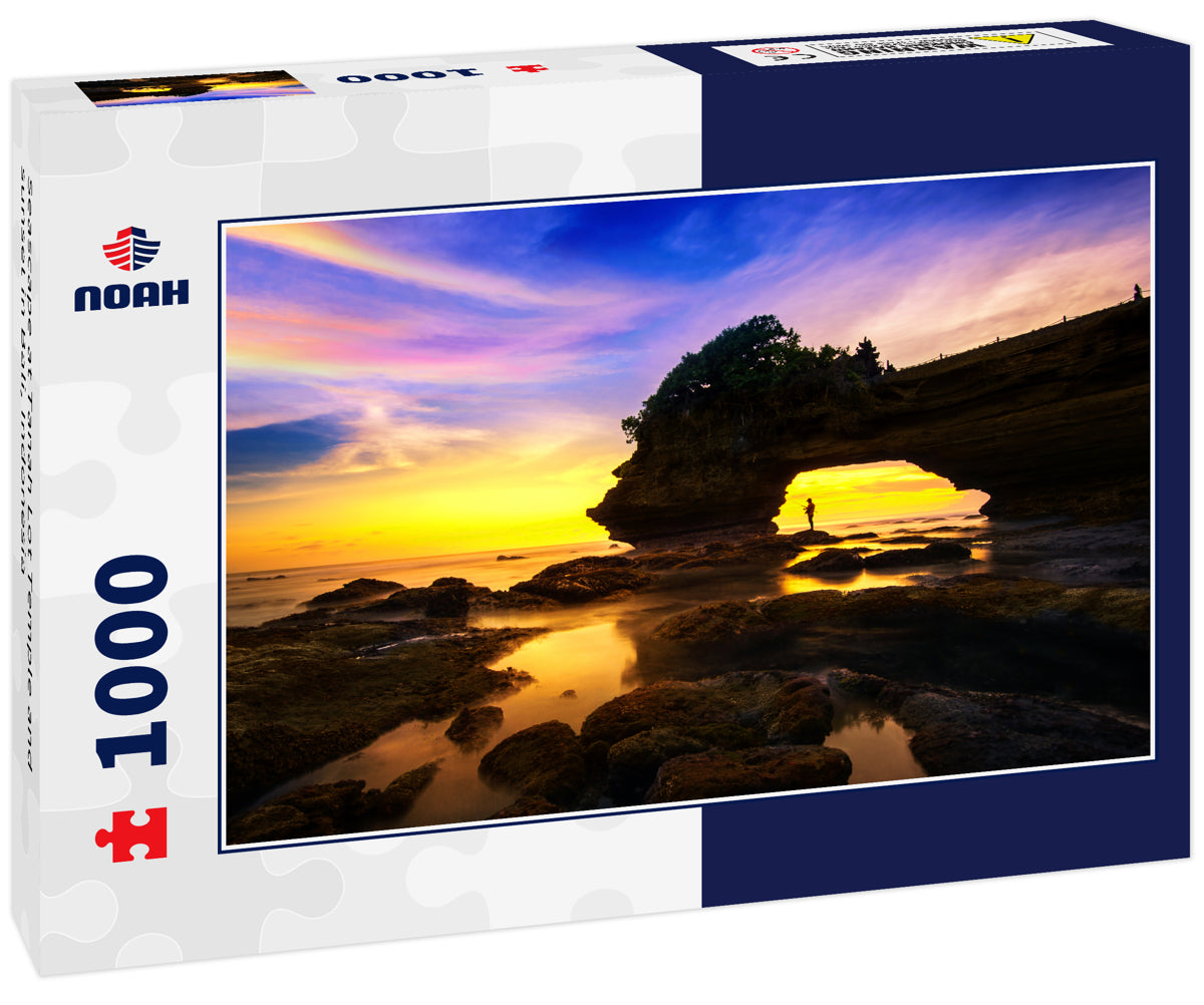 Seascape at Tanah Lot Temple and sunset in Bali, Indonesia