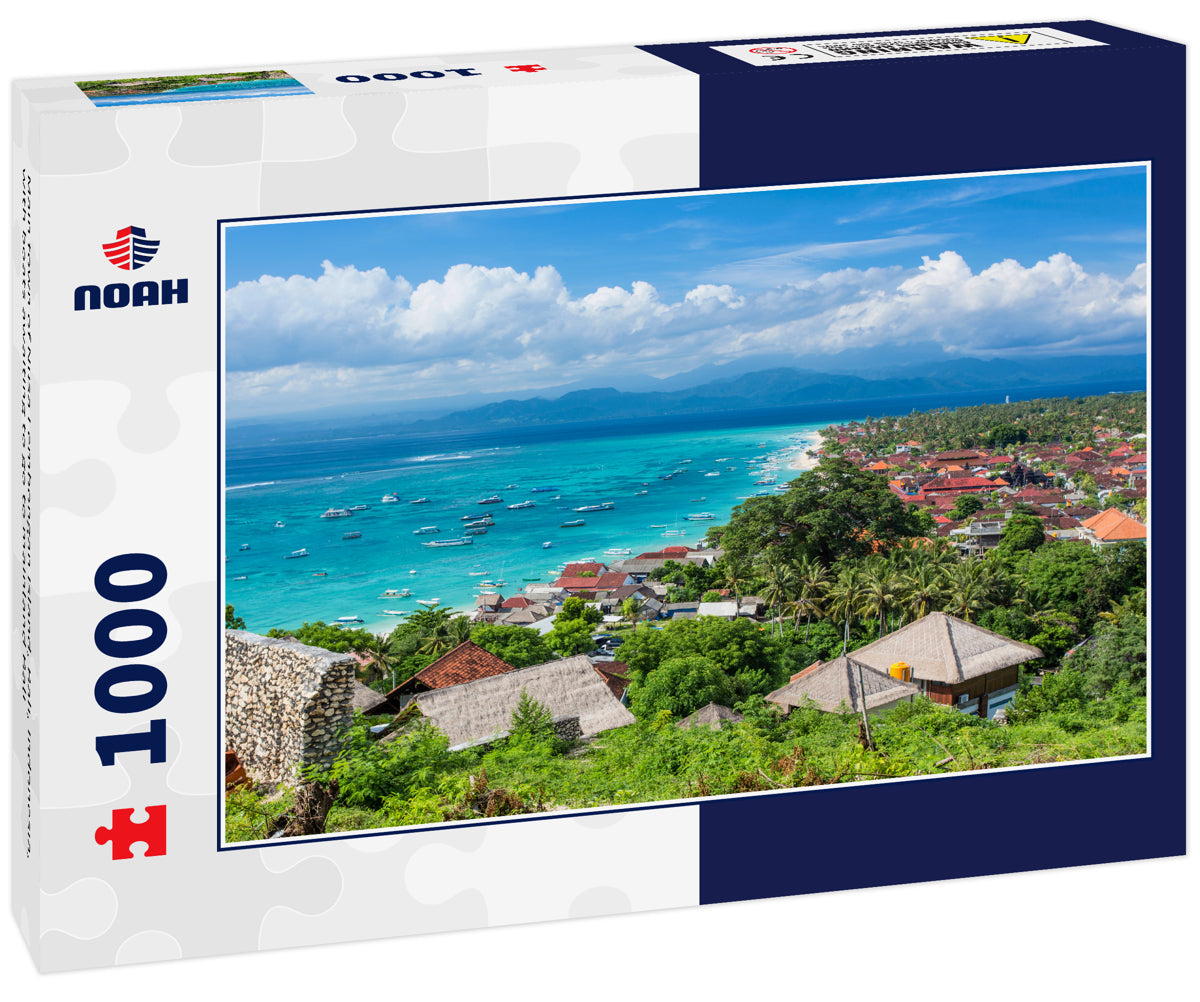 Main town of Nusa Lembongan Island, Bali, Indonesia, with boats awaiting to go to mainland Bali