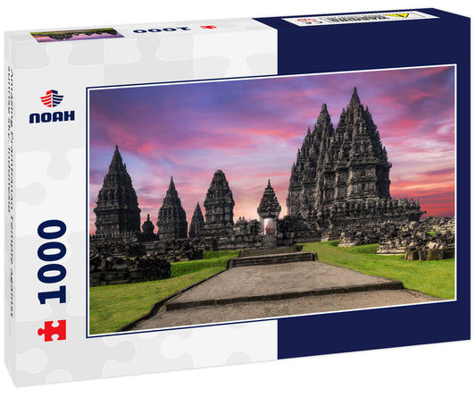 Amazing Prambanan Temple against sunrise sky. Indonesia