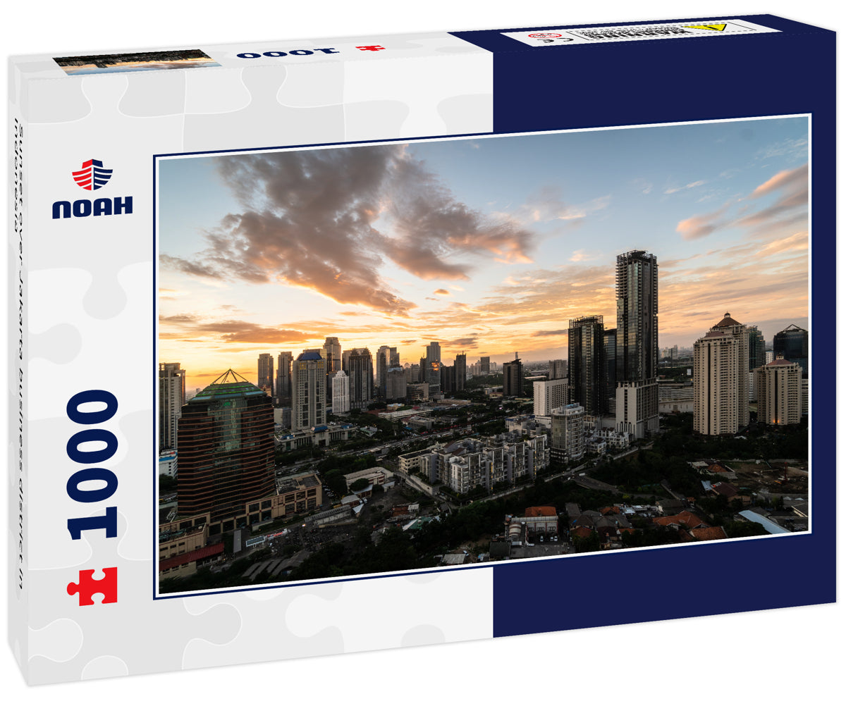 Sunset over Jakarta business district in Indonesia