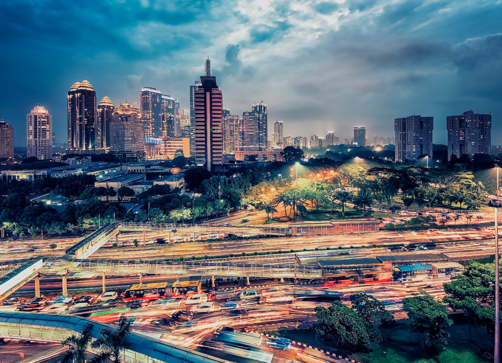 Jakarta city downtown at dusk