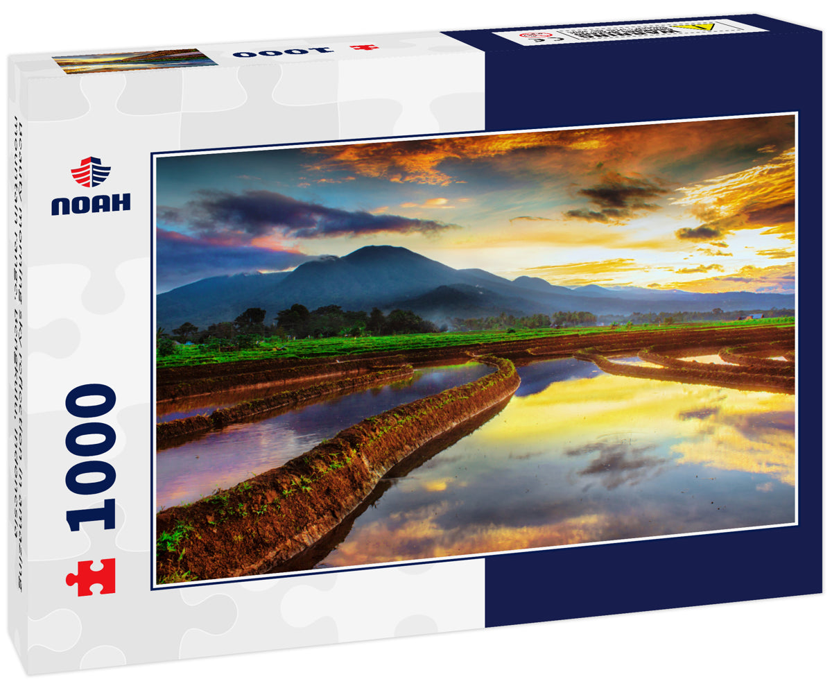 Beauty morning sky reflection in amazing mountain range. Bengkulu, Indonesia