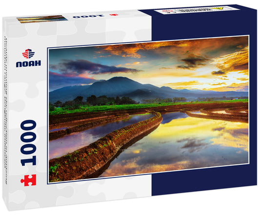 Beauty morning sky reflection in amazing mountain range. Bengkulu, Indonesia