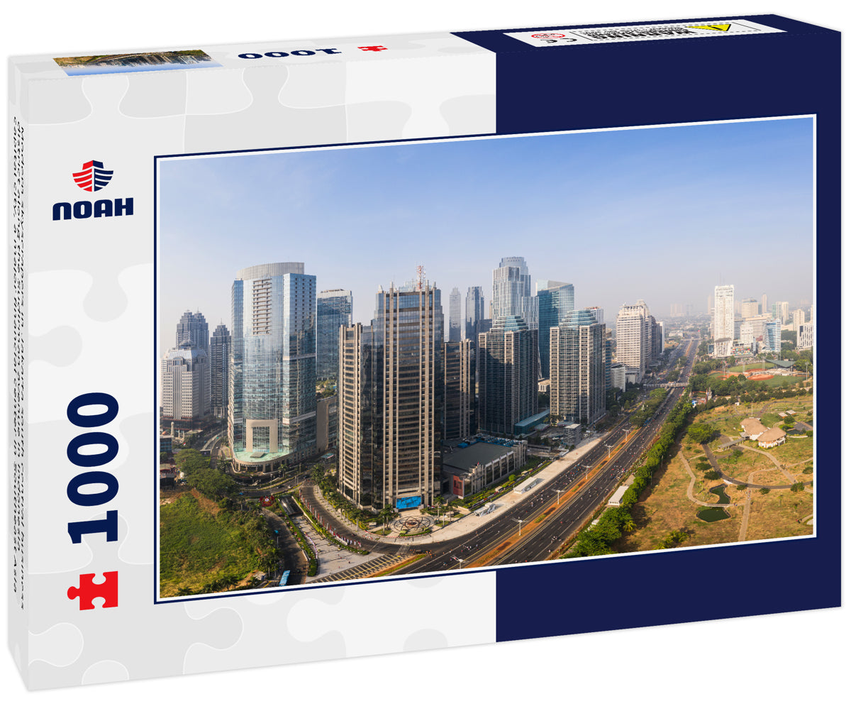 Modern skyscrapers in Jakarta south central business district along the Sudirman avenue in Indonesia capital city, a major financial center in Southeast Asia