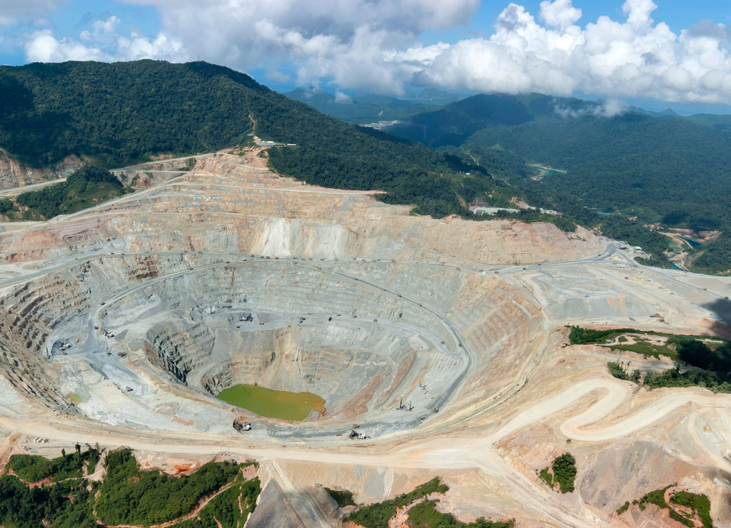 Open pit copper mine view in Indonesia