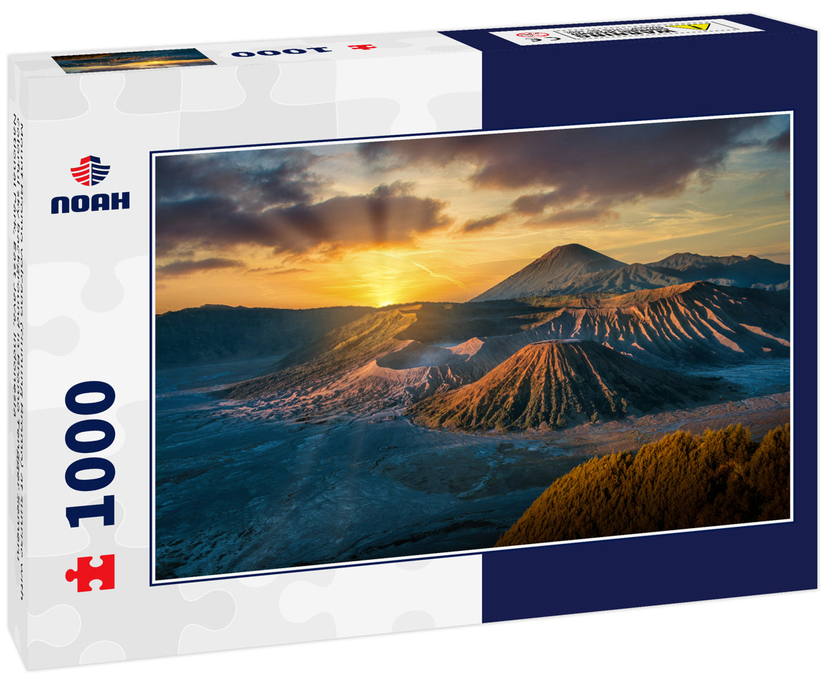 Mount Bromo volcano (Gunung Bromo) at sunrise with colorful sky background in Bromo Tengger Semeru National Park, East Java, Indonesia