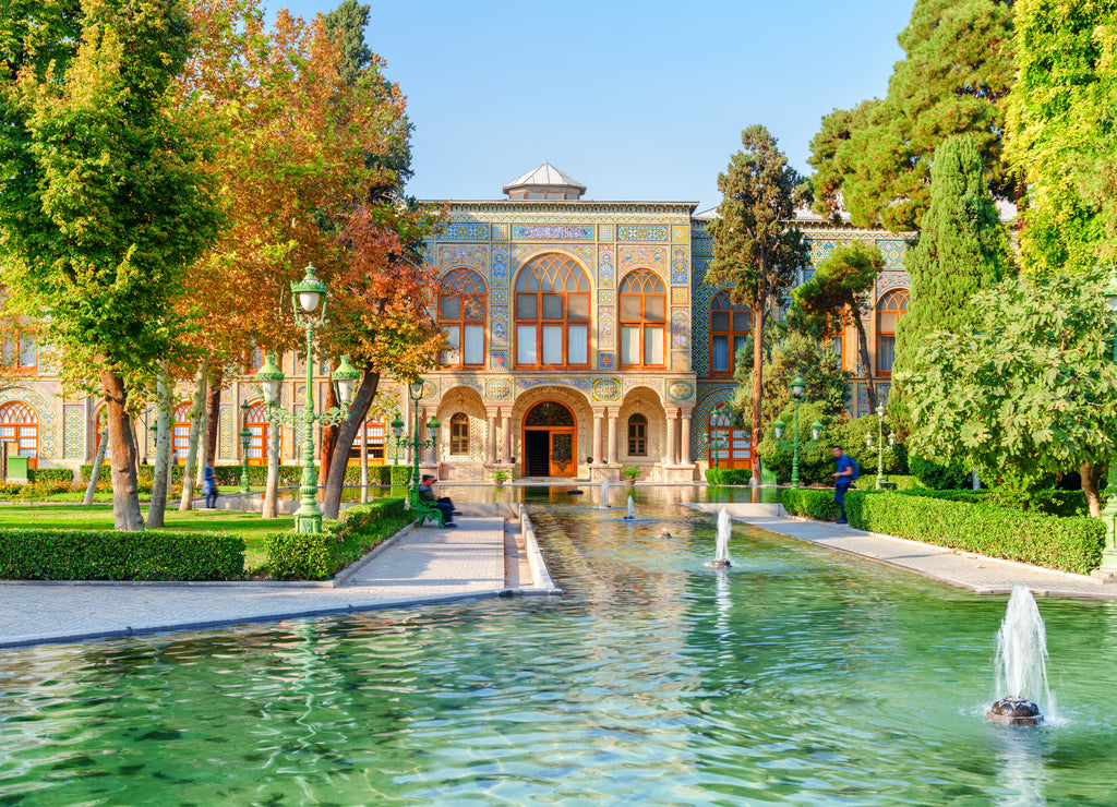 Amazing view of the Golestan Palace and fountains, Tehran, Iran