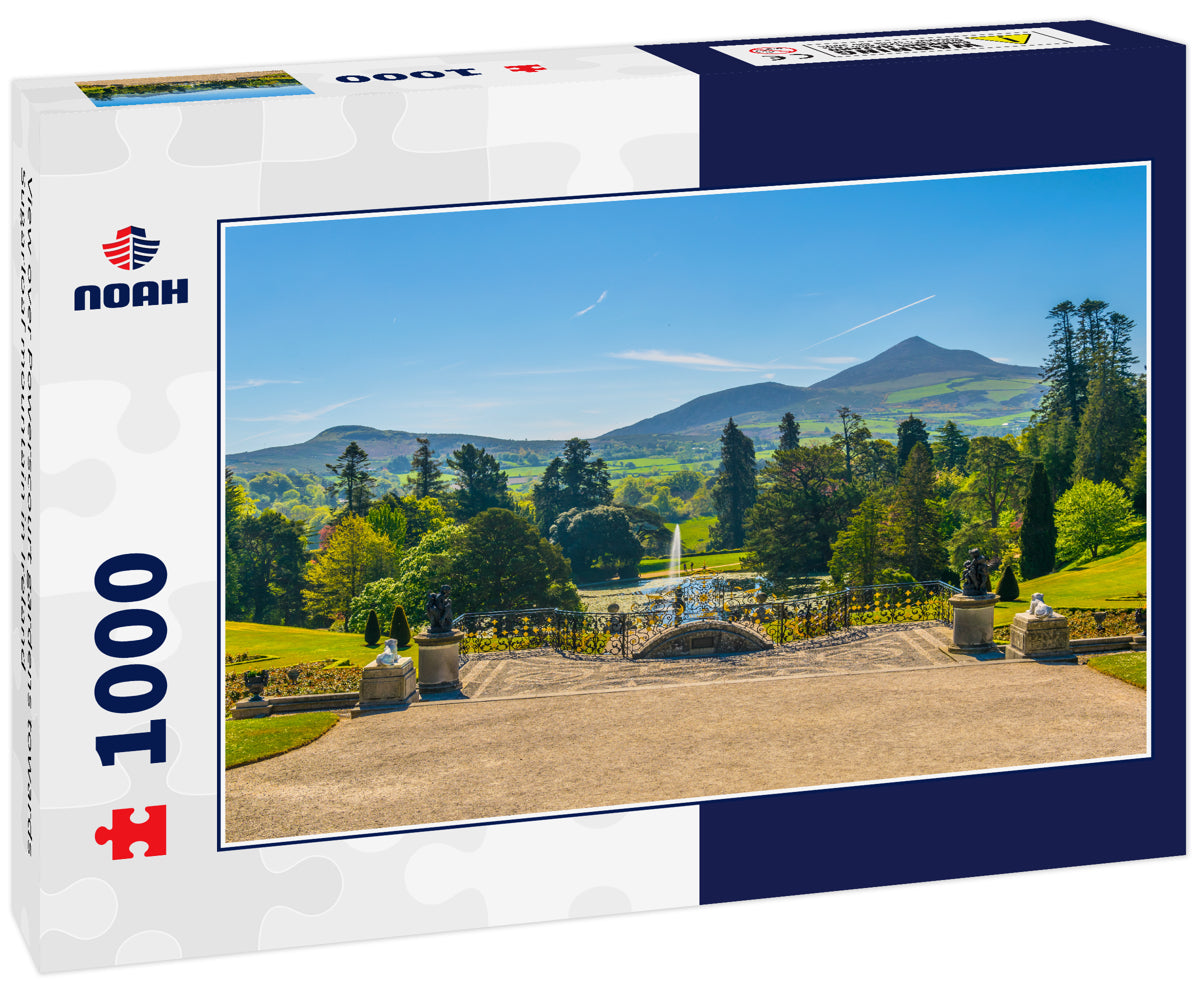 View over Powerscourt gardens towards Sugarloaf mountain in Ireland