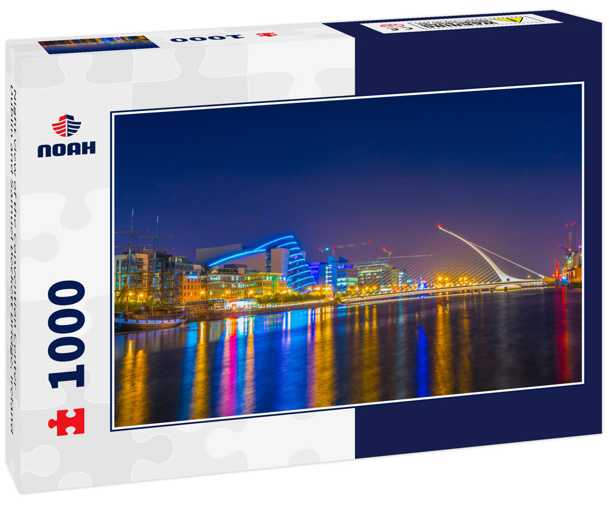 Night view of the Convention Center Dublin and Samuel Beckett Bridge, Ireland