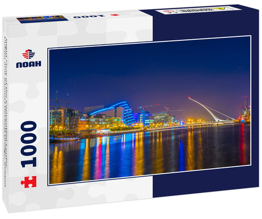 Night view of the Convention Center Dublin and Samuel Beckett Bridge, Ireland