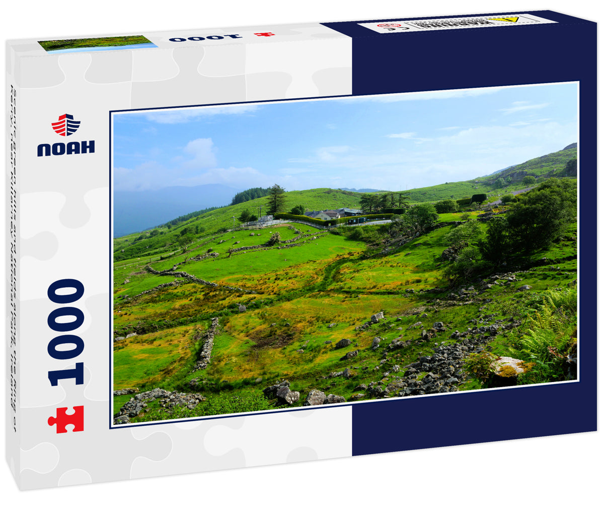 Scenic green hills and fields along the Ring of Kerry, near Killarney National Park, Ireland