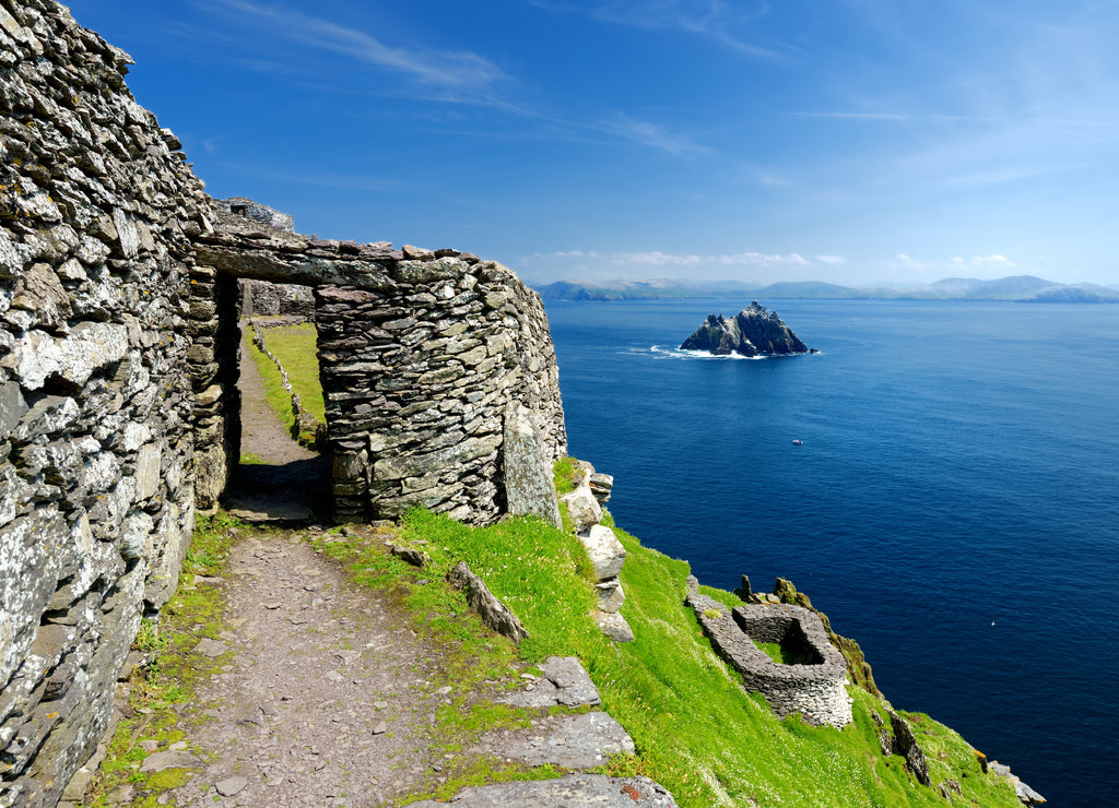 Skellig Michael or Great Skellig, home to the ruined remains of a Christian monastery. Inhabited by variety of seabirds. UNESCO World Heritage Site, Ireland