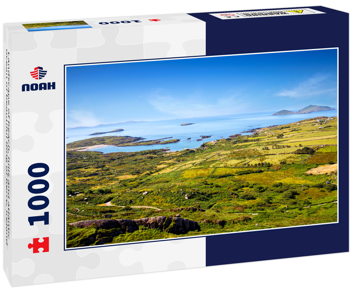 Landscape of beach, hills and atlantic ocean of beautiful Ring of Kerry, Ireland